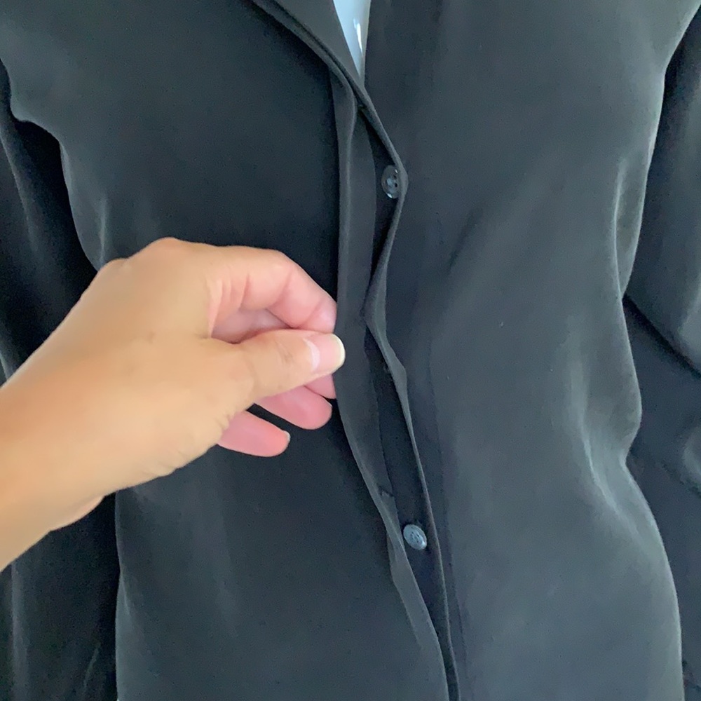 Theory Silk Black Button Down Blouse - image 4